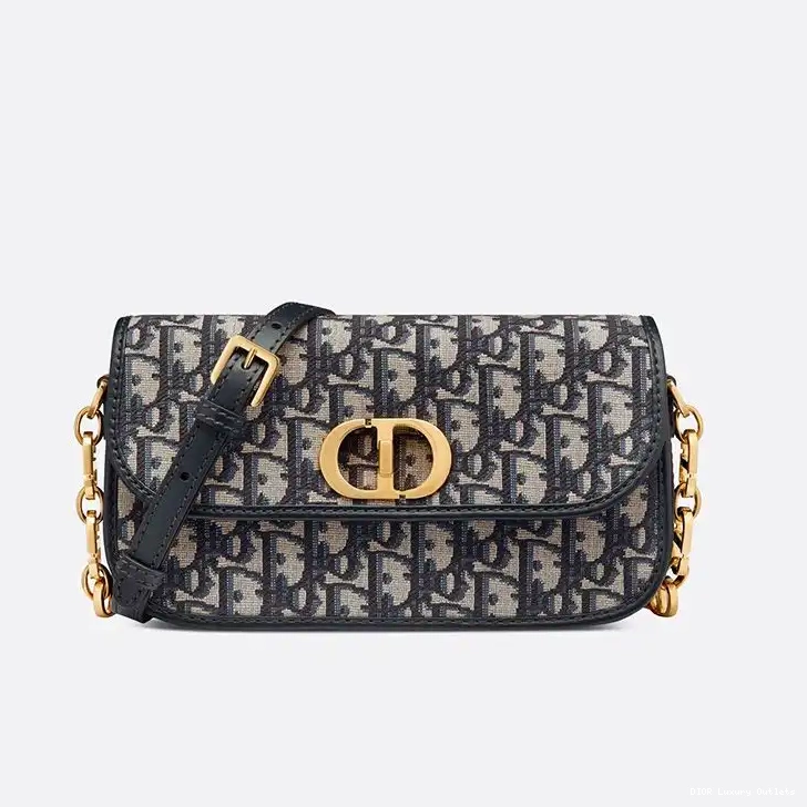 Blue Canvas Motif Bag Dior Avenue Oblique Montaigne 30 0607 Luxury